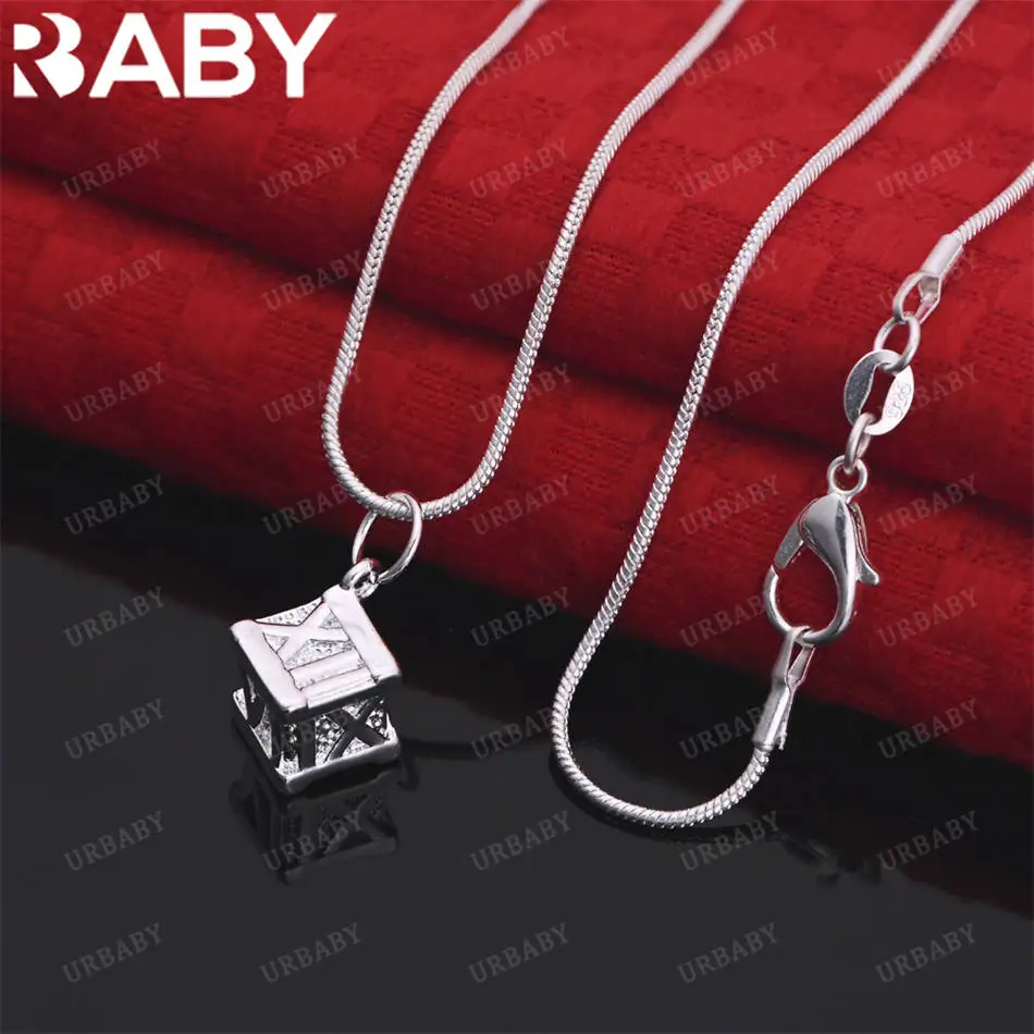 

URBABY 40-75cm 925 Sterling Silver Square Roman Numerals Pendant Necklace For Women Men Charm Trend Birthday Gifts Fashion Party