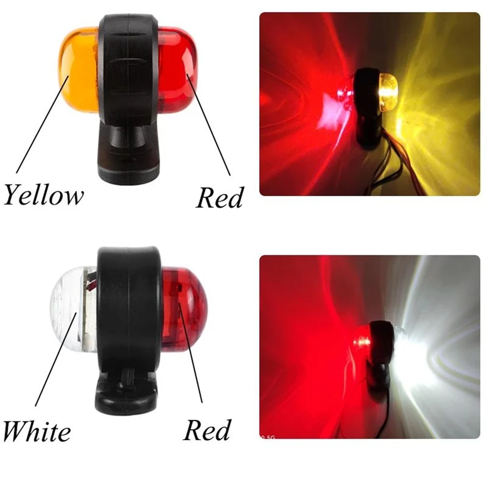 Feux de position latéraux de camion, feu de contour, voyant lumineux rouge ambre, remorque, camionnette, bus, caravane, bateau, 12V, 24V, 2 pièces