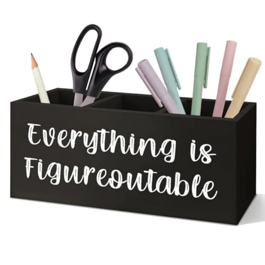 

Everything is Figureoutable Pen Holder, Inspirationsl Desk Decor, Positive Gifts for Women Men, Motivational Acrylic Pen Pencil