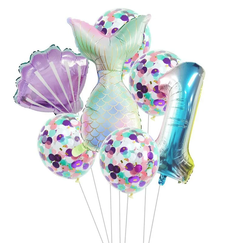 Mermaid Balloon Set Mermaid Number Set Colorful 1 2 3 4 5 6 7 8 9th Birthday Party Decoration Balloons Wholesale