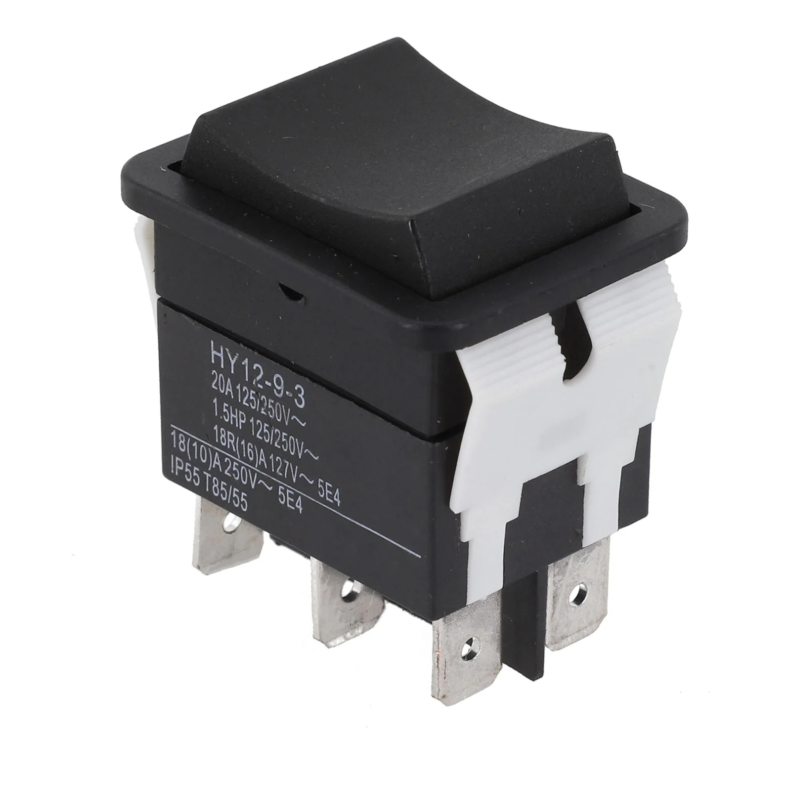 Rocker Switch พร้อมกระบวนการติดตั้งที่ใช้งานง่ายทํางานในแรงดันไฟฟ้า 125/250V และความสามารถในการจัดการสูงสุด 20A