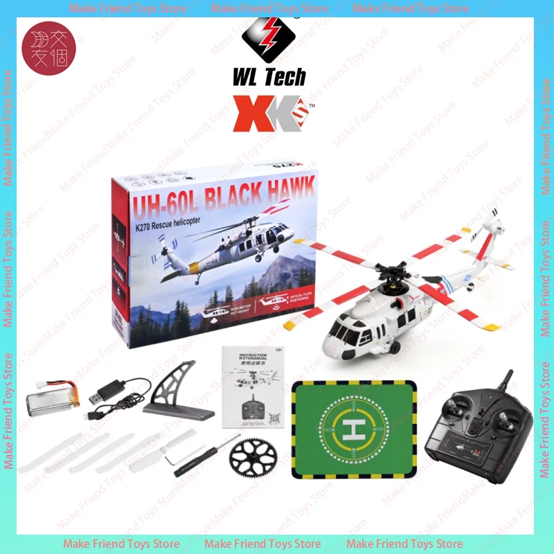 Wltoys K270 Black Hawk Uh-60l Rc Toy Helicopter 4-Rotor Flybarless 4ch Brushless Motor Optical Flow Altitude Hold Rc Helicopter