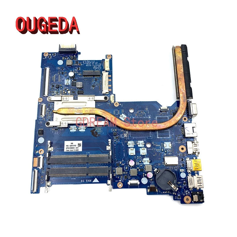 OUGEDA BDL50 LA-D703P 858583-601 858583-001 Mainboard For HP 15-AY 250 G5 15-ac Laptop Motherboard SR244 I3-5005U CPU Full test