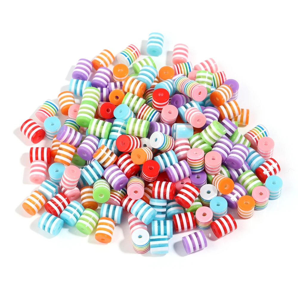 100Pcs 8×9mm Resin Beads Candy Colored Loose Spacer Barrel Beads For Jewelry Making DIY Fashion Bracelet Necklace Accessories