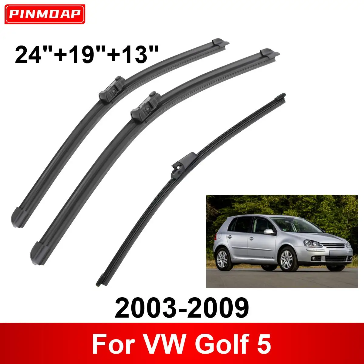 3PCS Car Wiper For VW Golf 5 2003-2009 Front Rear Wiper Blades Brushes Auto Accessories 2003 2004 2005 2006 2007 2008 2009