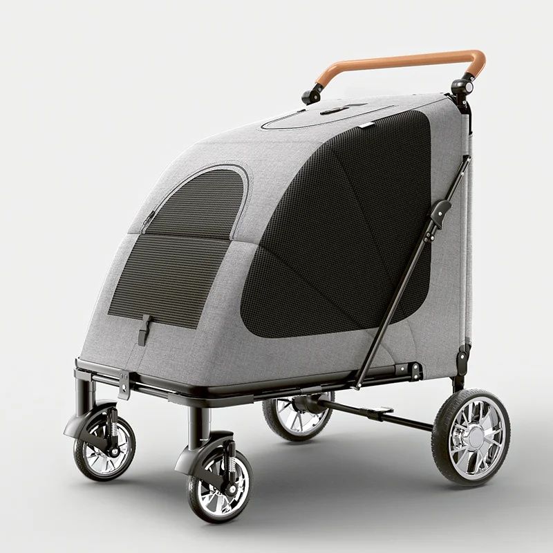 

Bello Dog Stroller for Large Medium Dogs Cats up to 110lbs-Easy Fold Dual Entry Dog Wagon, Adjustable Handles Pet Stroller