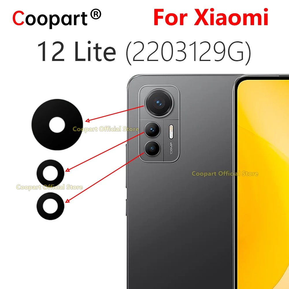 Coopart Rear Back Camera Glass Lens For Xiaomi Mi 12 Lite 5G Replacement With Adhesive Sticker 2203129G
