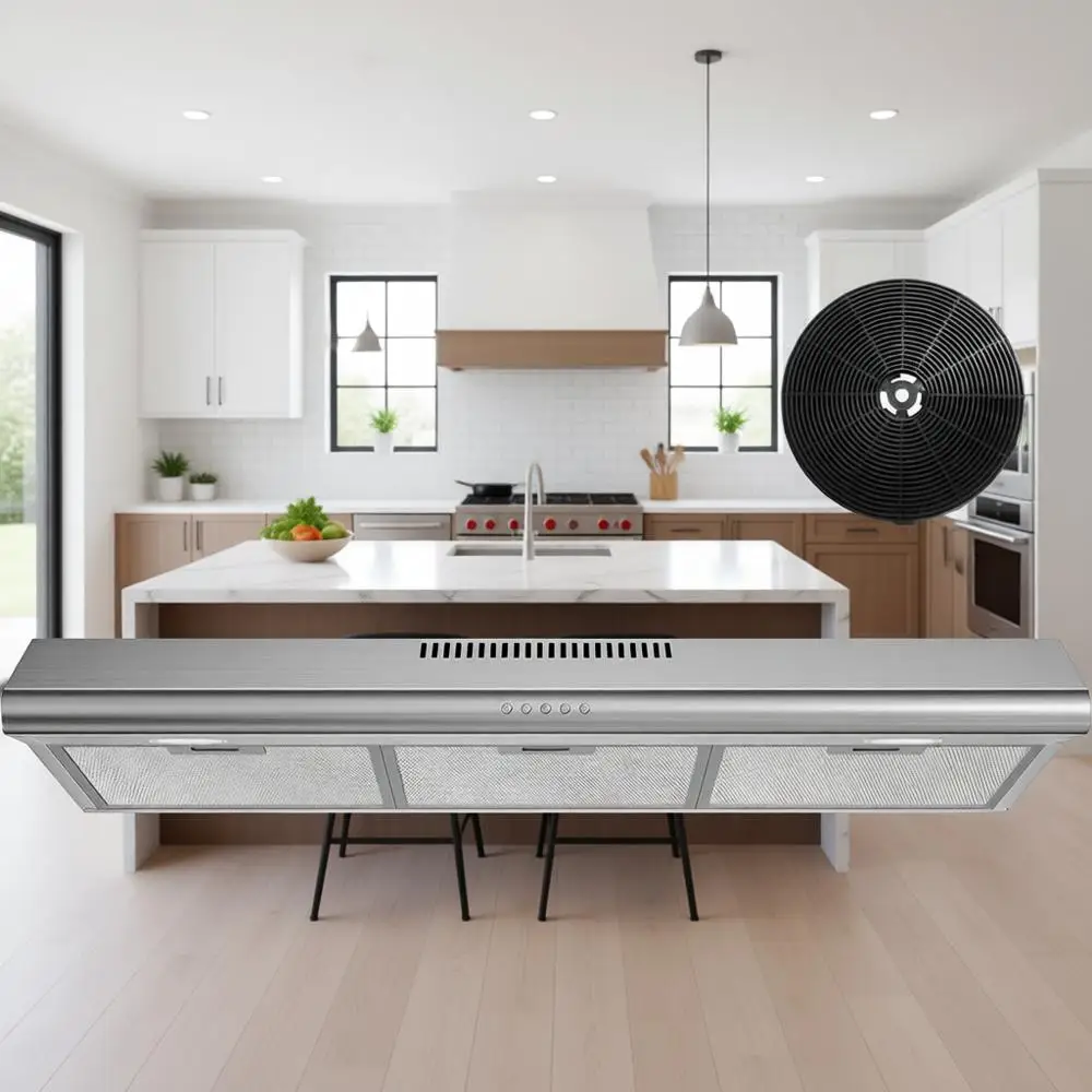 

Вытяжка 36 дюймов с LED-подсветкой, 3 скорости, многоразовые и угольные фильтры
