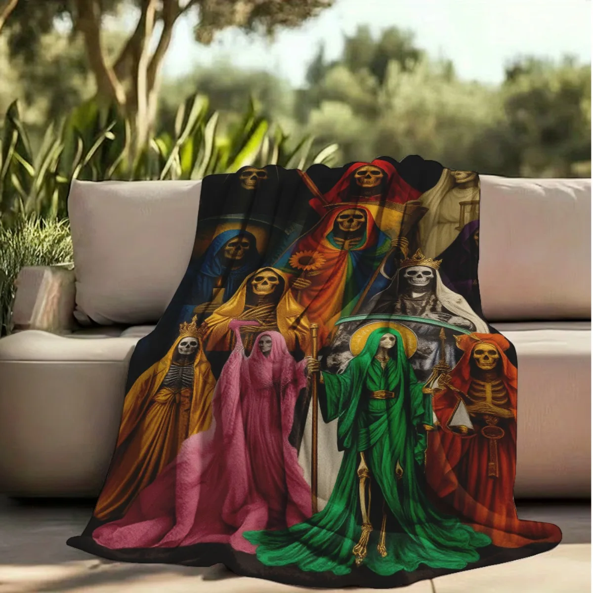 Customize Featuring The Santa Muerte Theme, Embodying The Acceptance of Fate Cozy, Soft, And Suitable for Both Home And Travel I