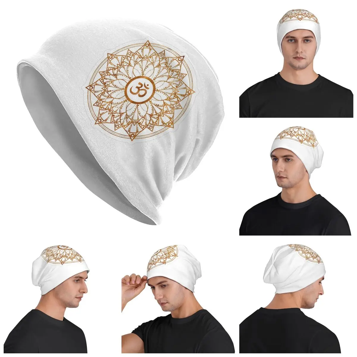 Sacred Geometry OM Mandala Unisex Adult Beanies Caps Knitted Bonnet Hat Warm Fashion Autumn Winter Outdoor Skullies Hats