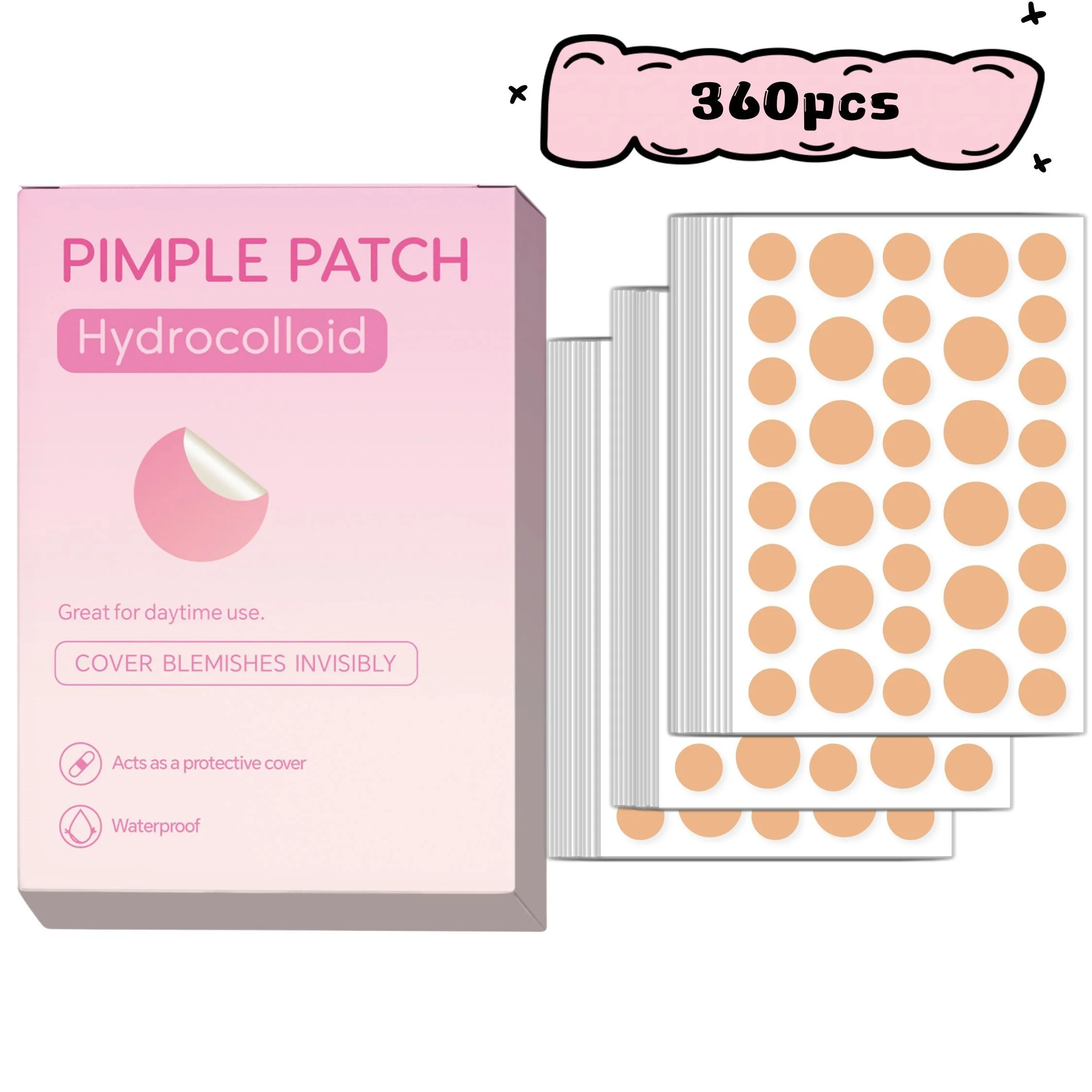 360 pieces of multi-color star acne patches, facial acne patches, concealer acne patches, and pimples patches, ultra-thin and b