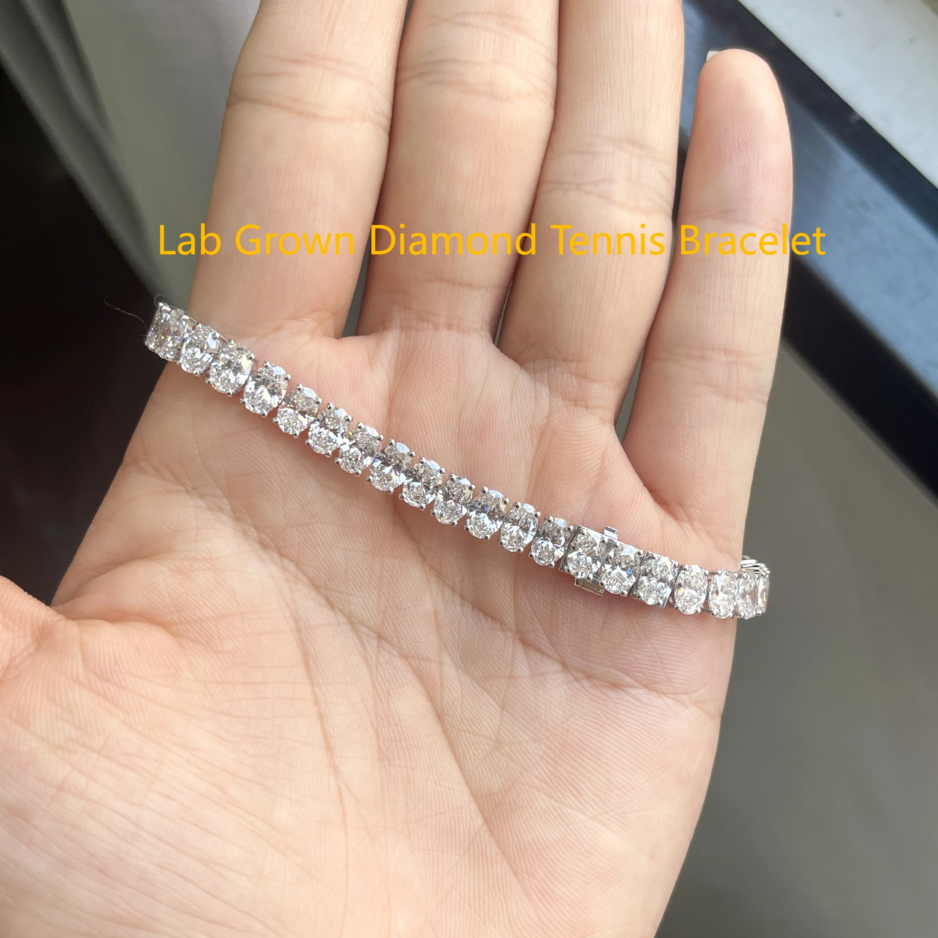 

Теннисный браслет овальной формы с бриллиантами CVD HPHT, платина 950, 0,3 карата, каждый DEF VS-VVS, браслет с бриллиантами для женских ювелирных изделий