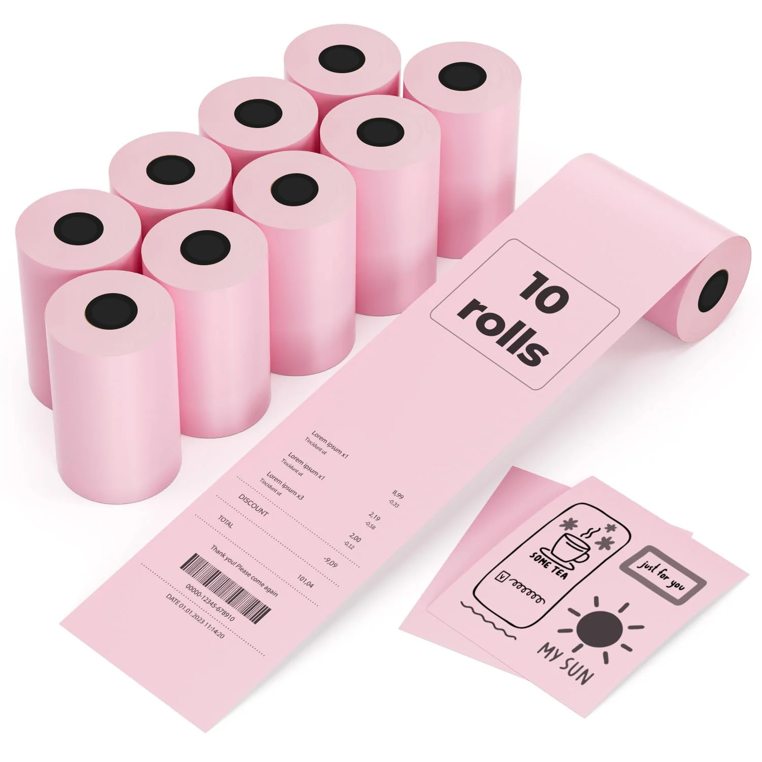 10Rolls Cash Registers Papers Pink Thermal Papers BPA Free Fits All 58mm Mini POS Printers Square Terminal Credit Card Machines