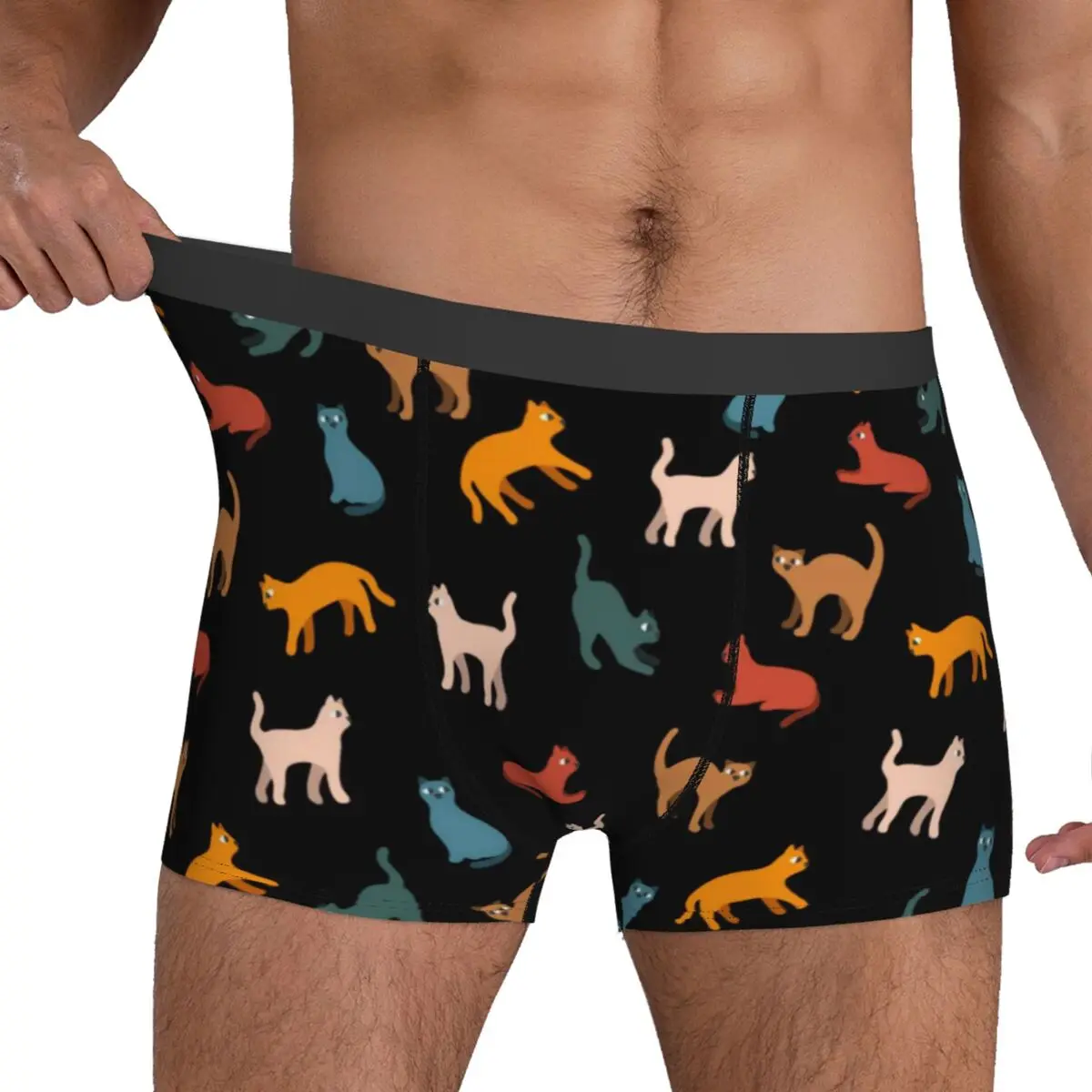 Black Cat Print Underwear Colorful Print Design Boxershorts Trenky Men Panties Cute Shorts Briefs Gift Idea