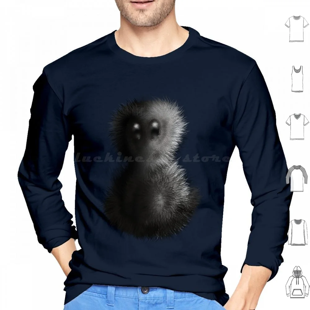 Here I Am Hoodies Long Sleeve Monster Fur Night Creature Eyes Funny Fantasy Creepy Devil Demon Dream