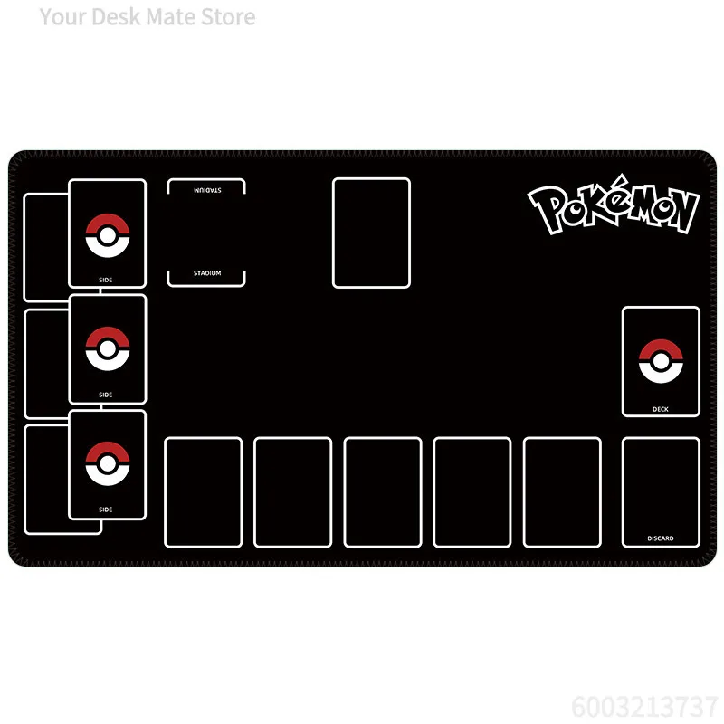 Pokemon Themed TCG Playmat, Tabletop Trading Card Game Mouse Pad with Battle Zones, Non Slip Rubber Desk Mat for Card Gaming