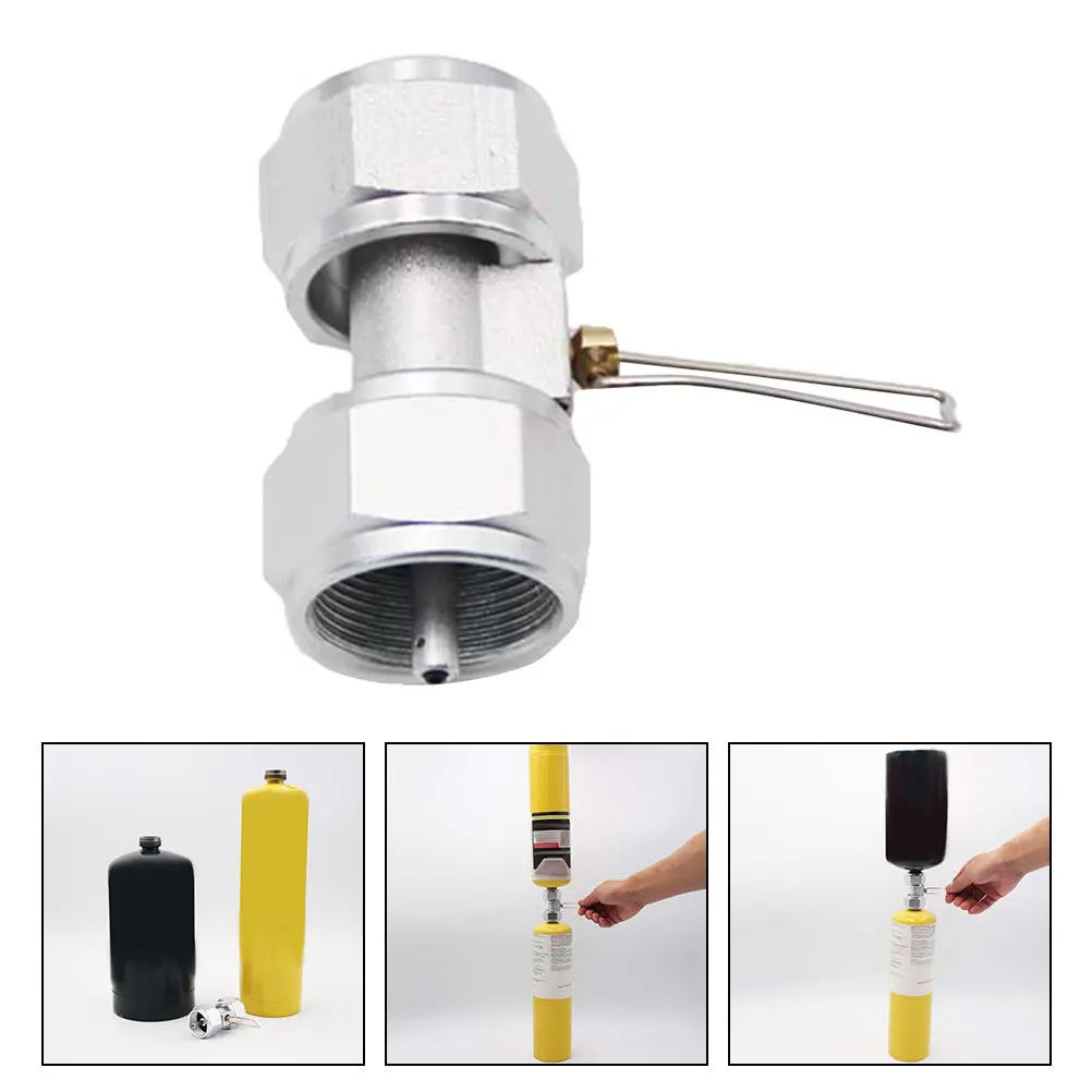 Dual Gas Charging Valves Interactive Propane Refill Adapter Small Portable Metal Propane Tank Adapter Camping Hiking Outdoor