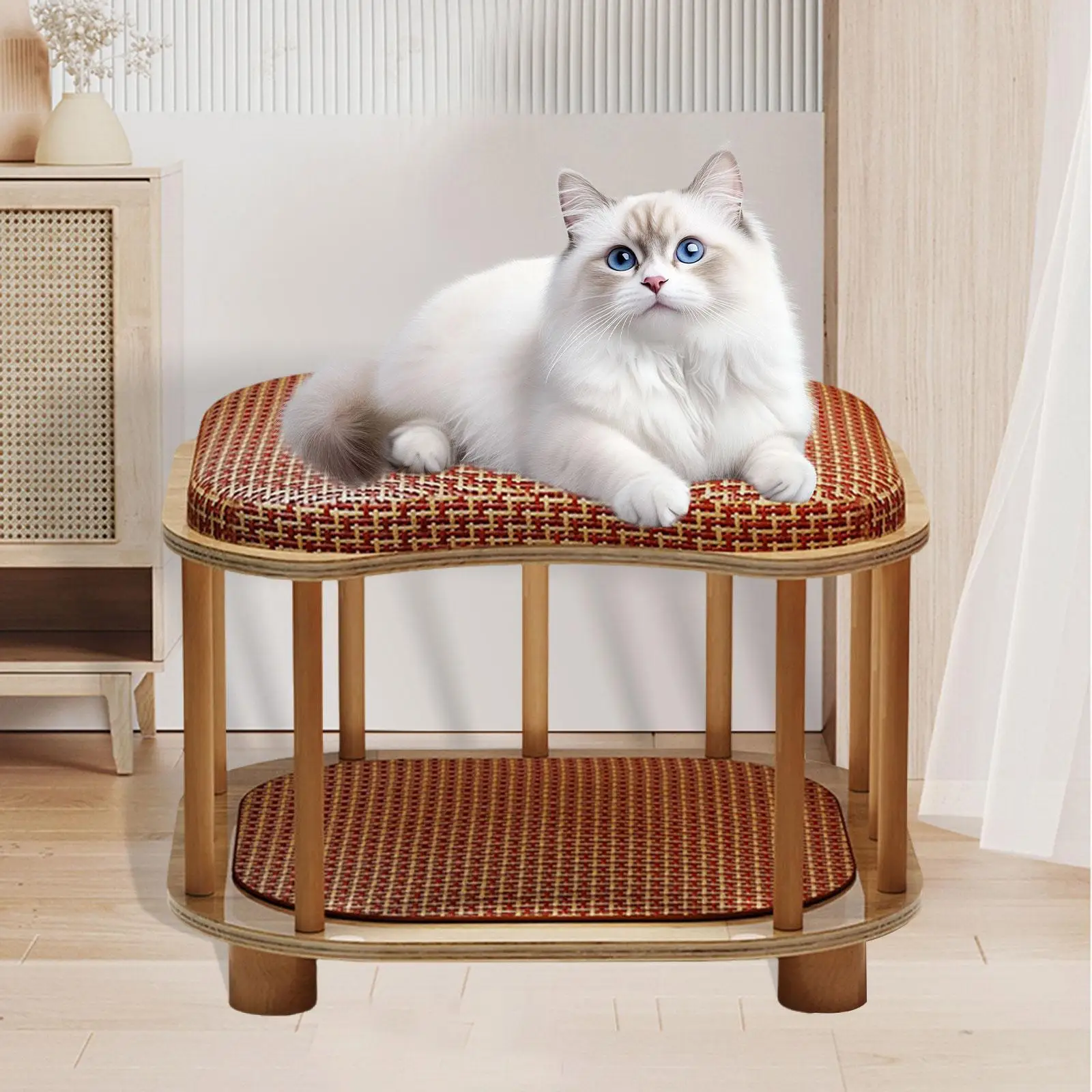 

Summer Cat House Stool Cat Hideaway Cat Nest Cooling Mat Interactive Cat Condo Covered Cat Bed Cave for Kitten Kitty Resting