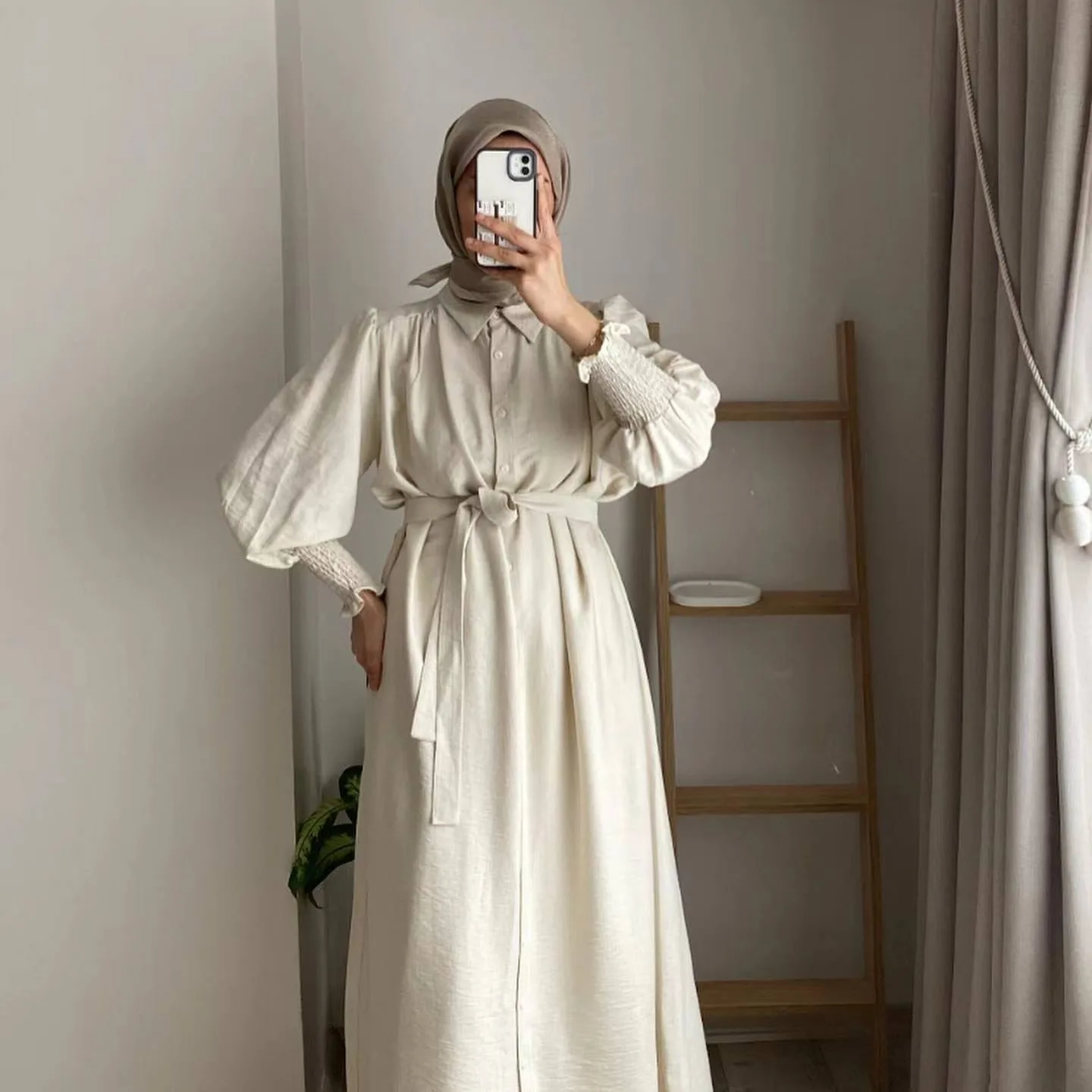 Elegante abito musulmano estivo da donna Ramadan Abaya donna Dubai abiti da vacanza di lusso manica lunga colletto couverture abiti islamici