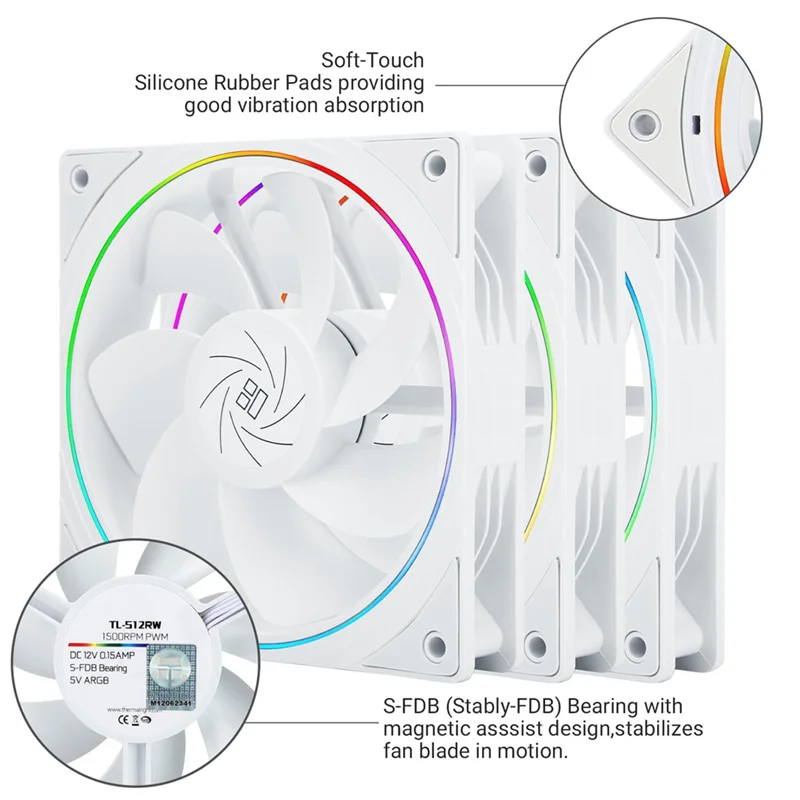 

TL-S12RW X3 CPU Fan 120Mm Reverse Fan Case Cooler Fan Comes With ARGB Lighting,CPU Cooling Fan With 1500RPM Speed