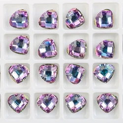 2PCs Korean style crystal glass single hole earrings pendant pink purple diy handmade jewelry beads material accessories