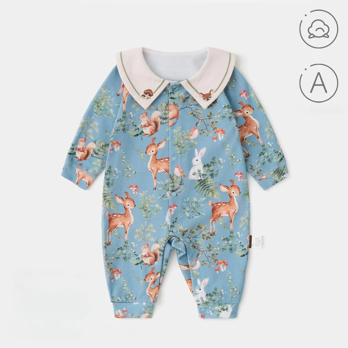 

Детский комбинезон из 100% хлопка с длинными рукавами и воротником-стойкой, комбинезон с принтом оленя для новорожденных, мягкая дышащая одежда на все сезоны для детей от 0 до 24 месяцев