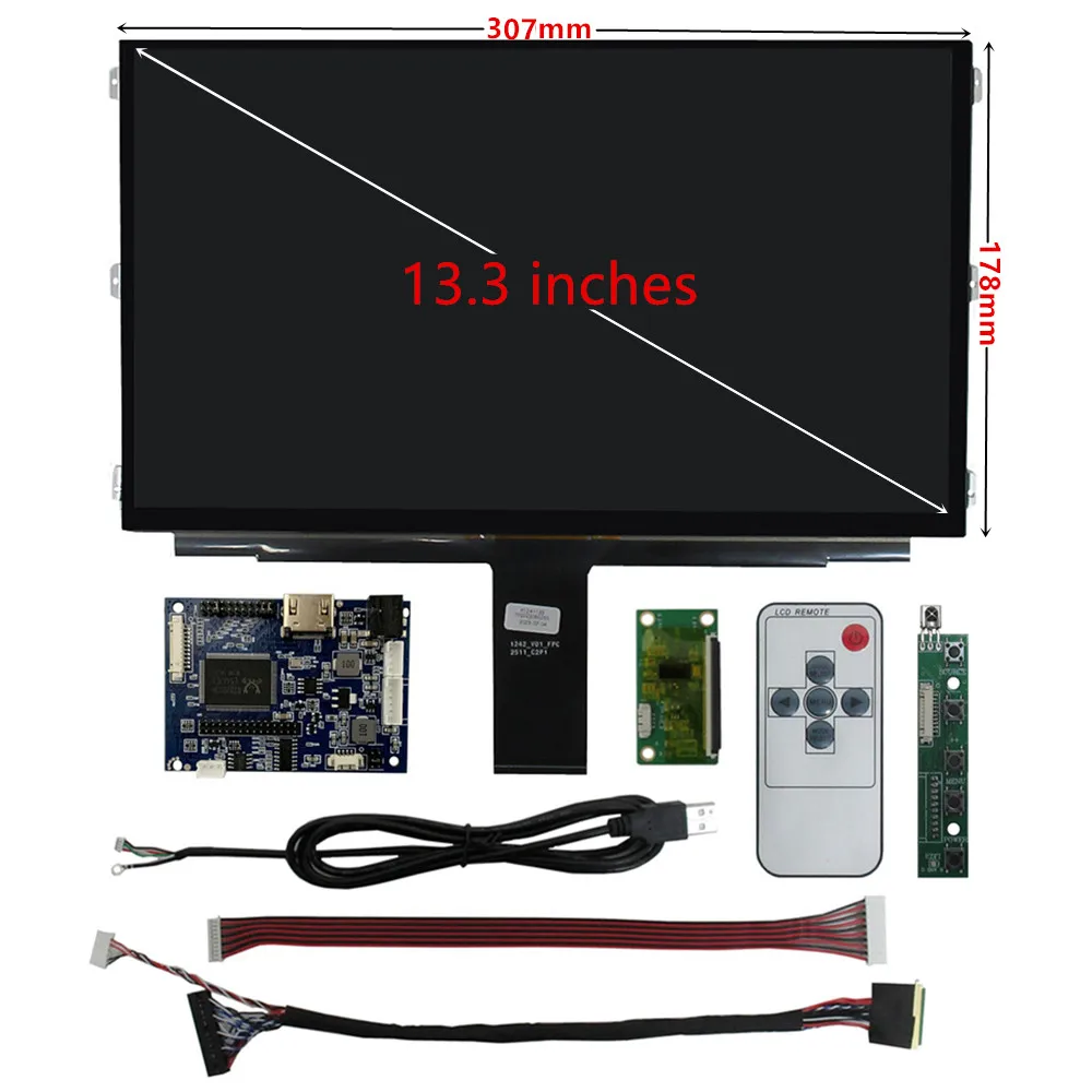 Imagem -02 - Polegada Faça Você Mesmo Monitor Lcd Tela Driver Placa de Controle Hdmi-compatível Digitador Touchscreen Kit para Raspberry Laranja pi 13.3