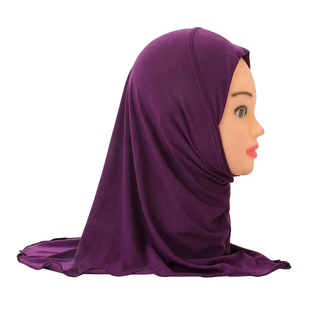 

Kids Hijab Girls Scarf Muslim One Piece AI Amira Pull On Ready Prayer Cap Head Wrap Turban Islamic Ramadan Hats Head Cover 2-6Y