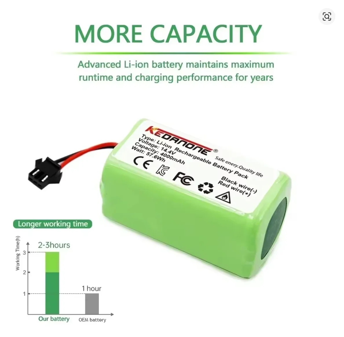 

Original 14.4V 6800mAh Replacement Battery for Conga Excellent 990 1090 1790 1990 Deebot N79S N79 DN622 Robovac 11 Tesvor X500