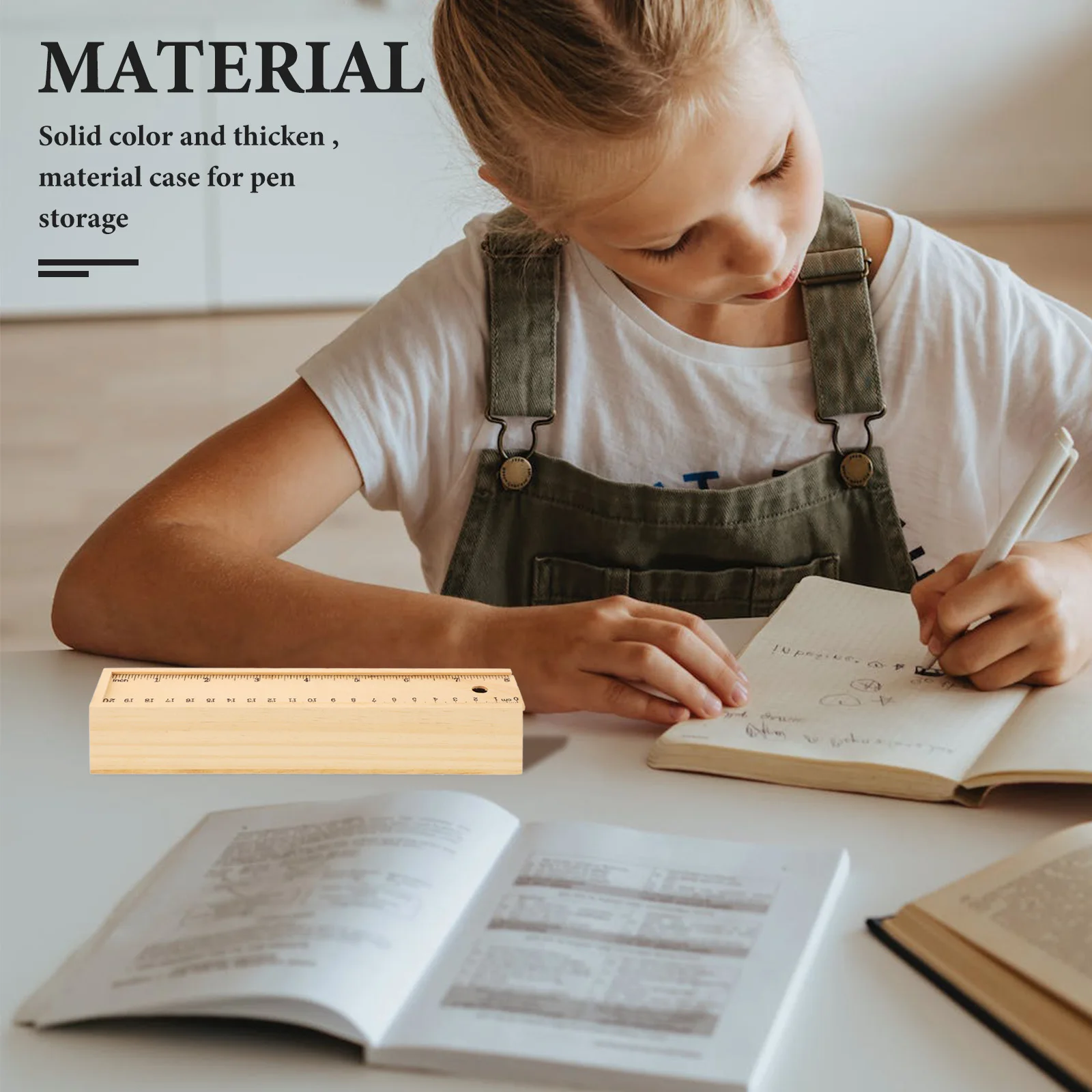 

Pen Case Wooden Pencil Stationery for Ear School Cute Drawer Simple Cool Child