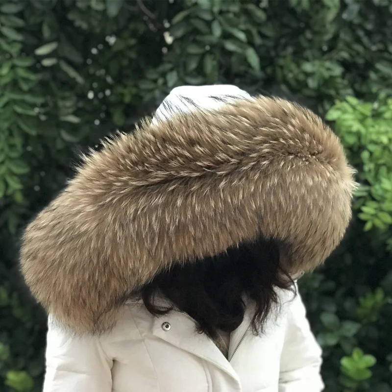 Fur Collar Women Winter Natural Raccoon Fur Collar Female Coat Hood Fur Decor Collar Real Fur Scarf Shawl Furry Fur Collar Scarf