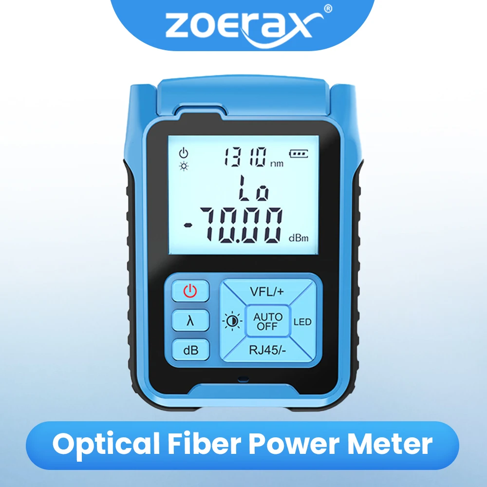 ZOERAX Portable Optical Fiber Power Meter with RJ45 Network Tester Visual Fault Locator VFL OPM Fiber Optic Cable Tester