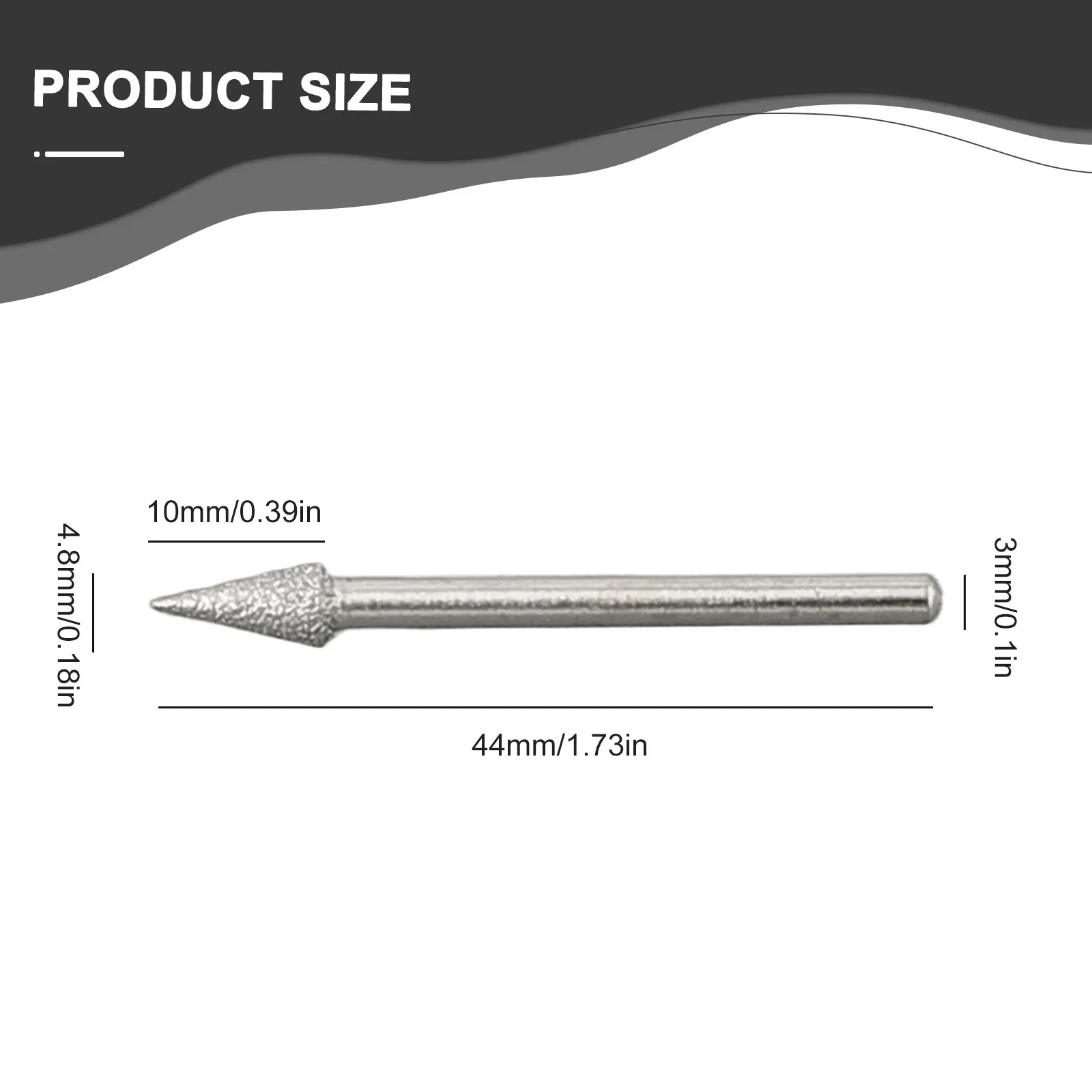 Tiges de meulage de gravure de galvanoplastie en diamant durable, propositions de 3mm, outils carimplantés en argent, 1 PC