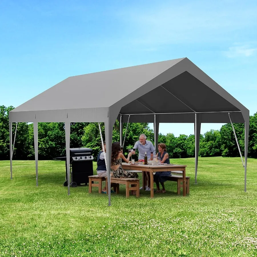Outdoor Carport Canopy For Cars Boats Motorcycles Bikes Tractors Trucks Heavy Duty Waterproof UV Protection All Weather Shelter