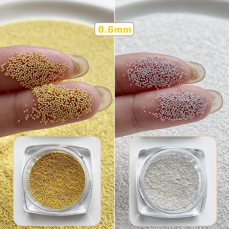 Mini boule en acier métal Micro caviars 0.4mm-1.5mm alliage Nail Art strass bijoux manucure bricolage ornements accessoires