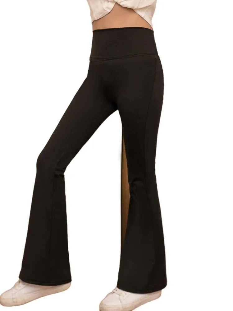 Girls Flared Pants High Waist Slimming Comfortable Bootcut Leggings Girls Spring Autumn Elastic Waistband Kids Sportswear