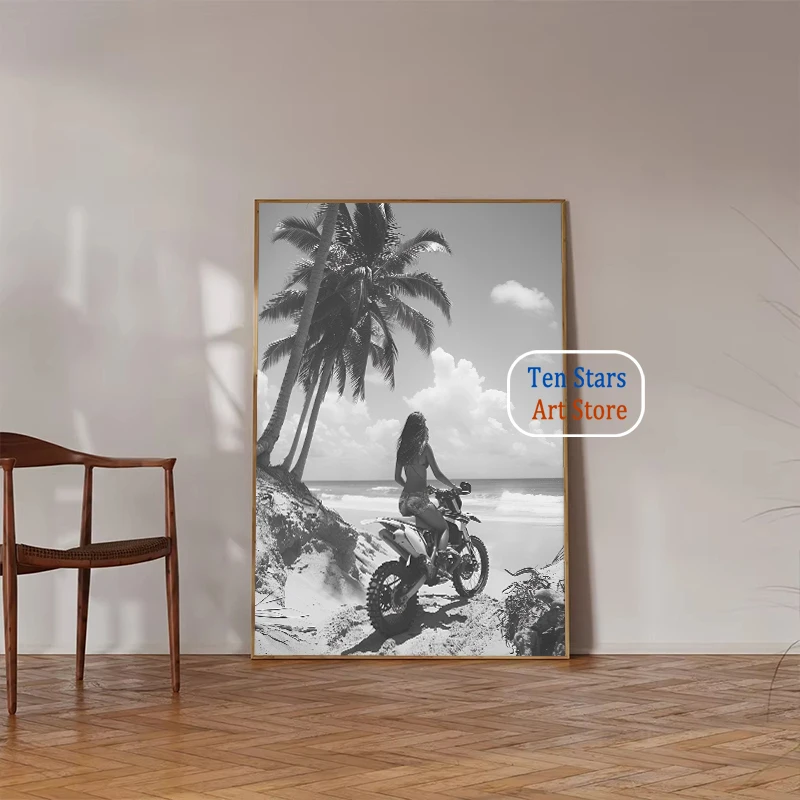 الرجعية حرس خمر أبيض وأسود كاليفورنيا شجرة النخيل ماليبو تصفح المشارك حائط لوح رسم صور ديكور المنزل فندق