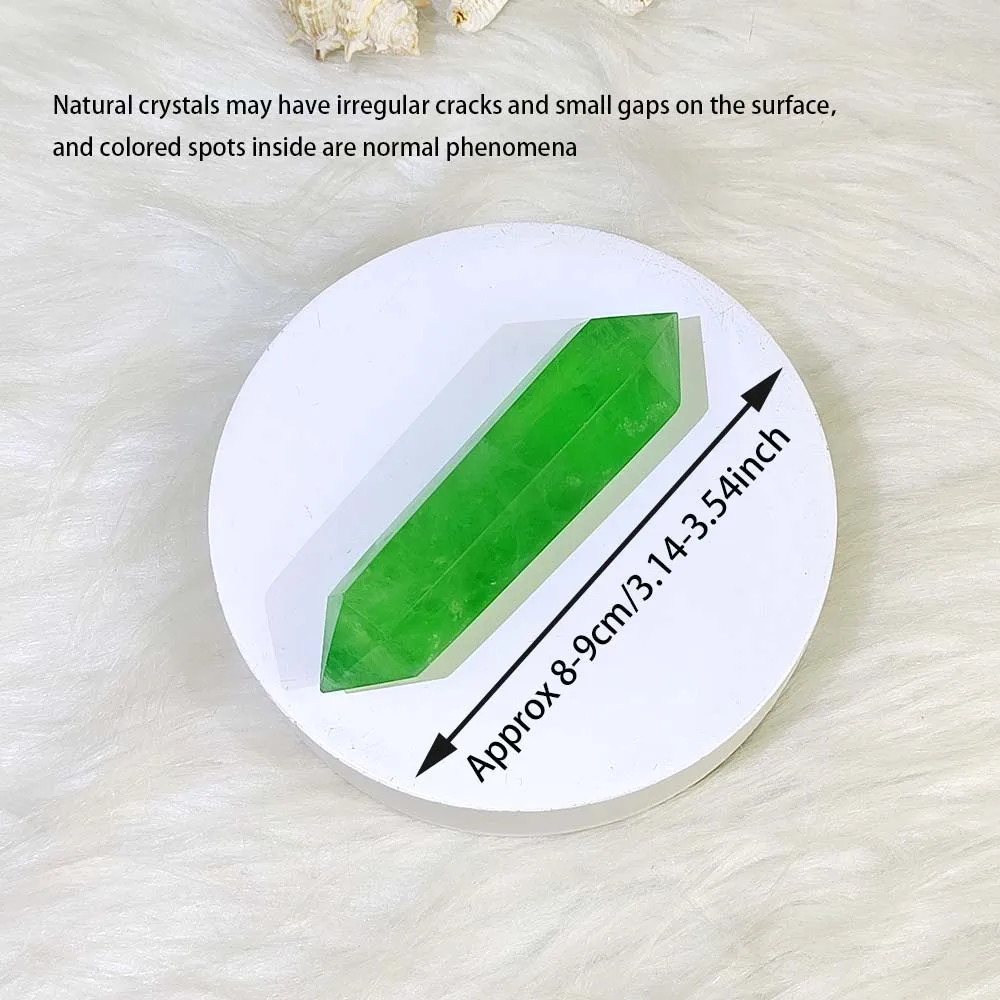 Natural Green Fluorite Crystal Raw Stone Grinding Double Pointed Crystal Column Hand Carving Reiki Home Decor Craftwork Gifts