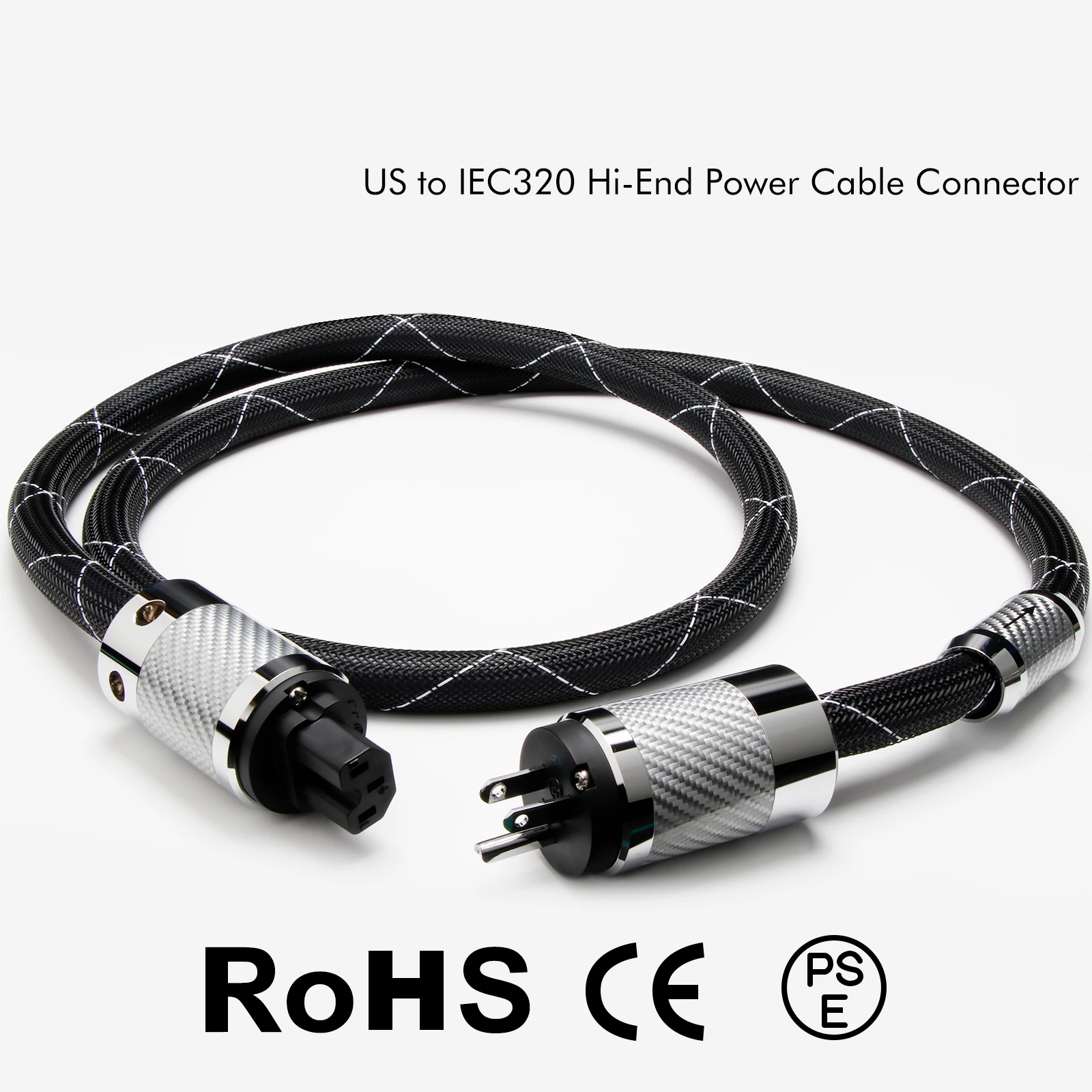 HiFi Power Cable EU US Schuko Fever Audio Cable OCC Rhodium Carbon Fiber EU/US C15 Plug