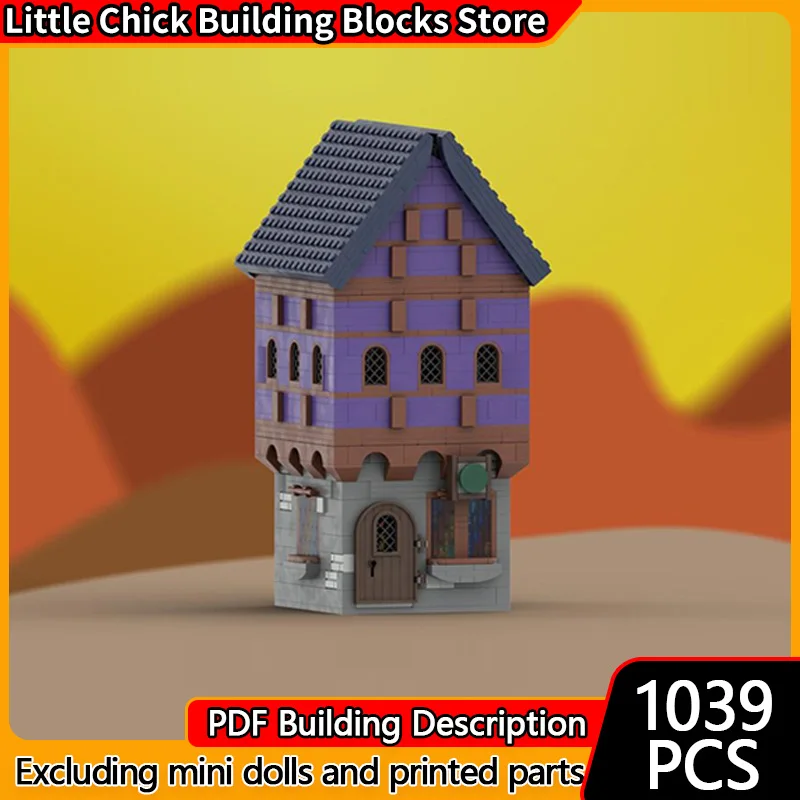 

Модель City Street View MOC, строительные кирпичи, средневековый магазин соллянов, модульная технология, детские праздничные подарки, сборка игрушек, костюм