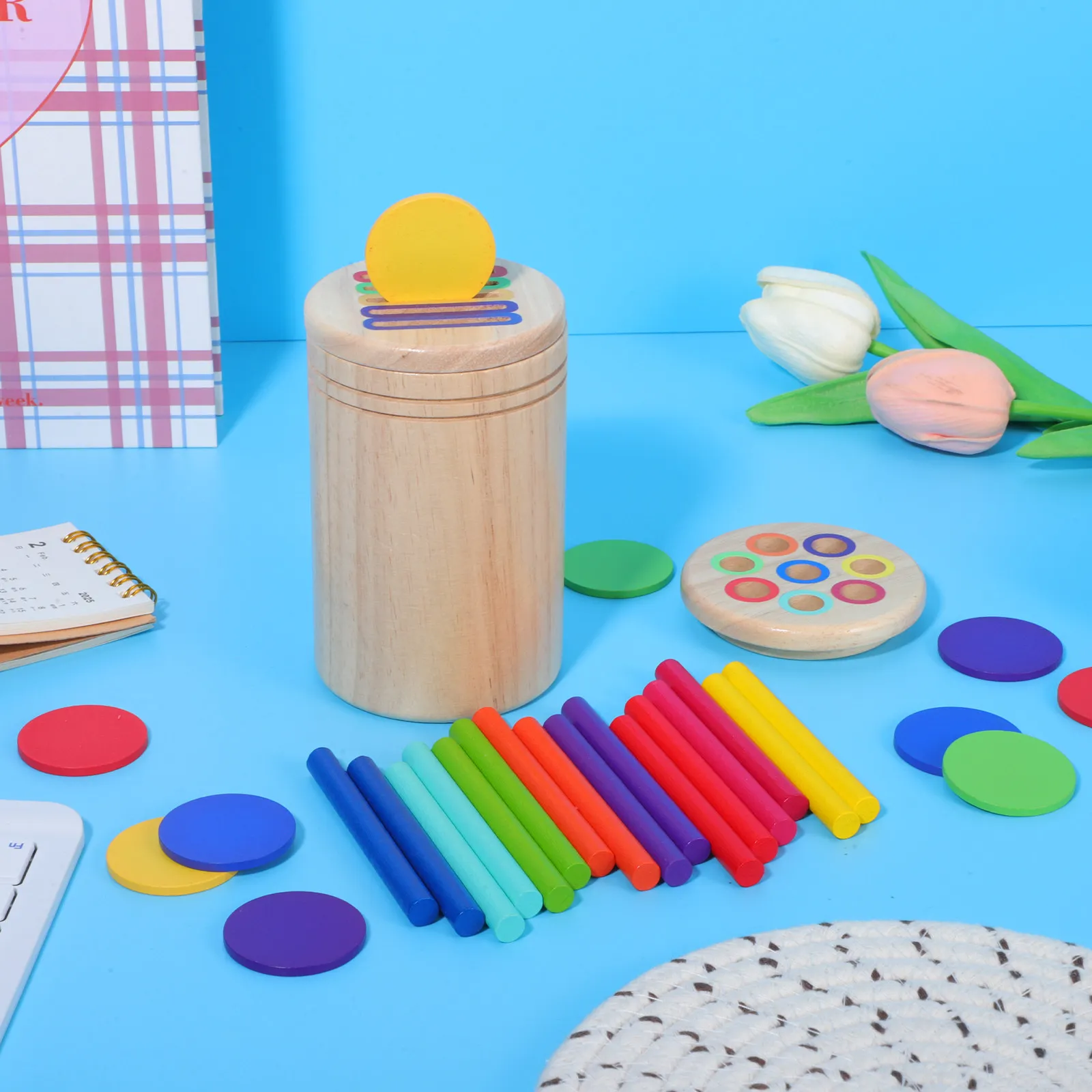 

1Set Educational Color Classification Cup for Toddlers Fine Motor Skills Development Preschool Learning Activities Wooden
