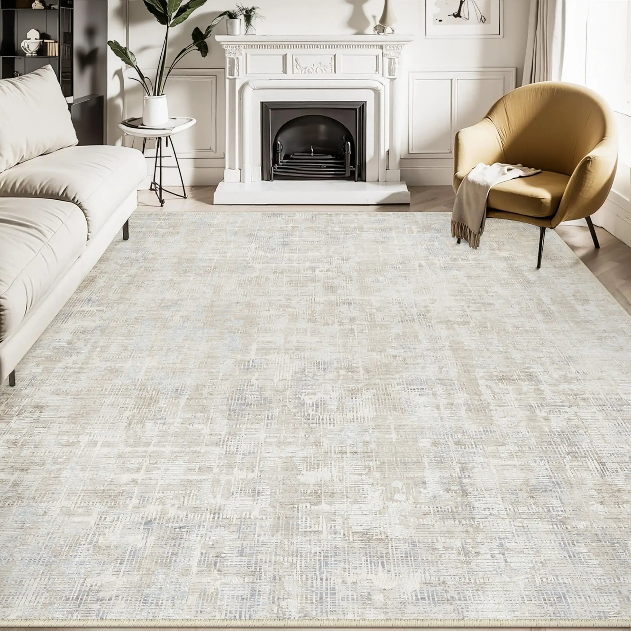 

8x10 Area Rug for Living Room and Bedroom, Washable Modern Abstract Low-Pile Mat with Non-Slip Backing