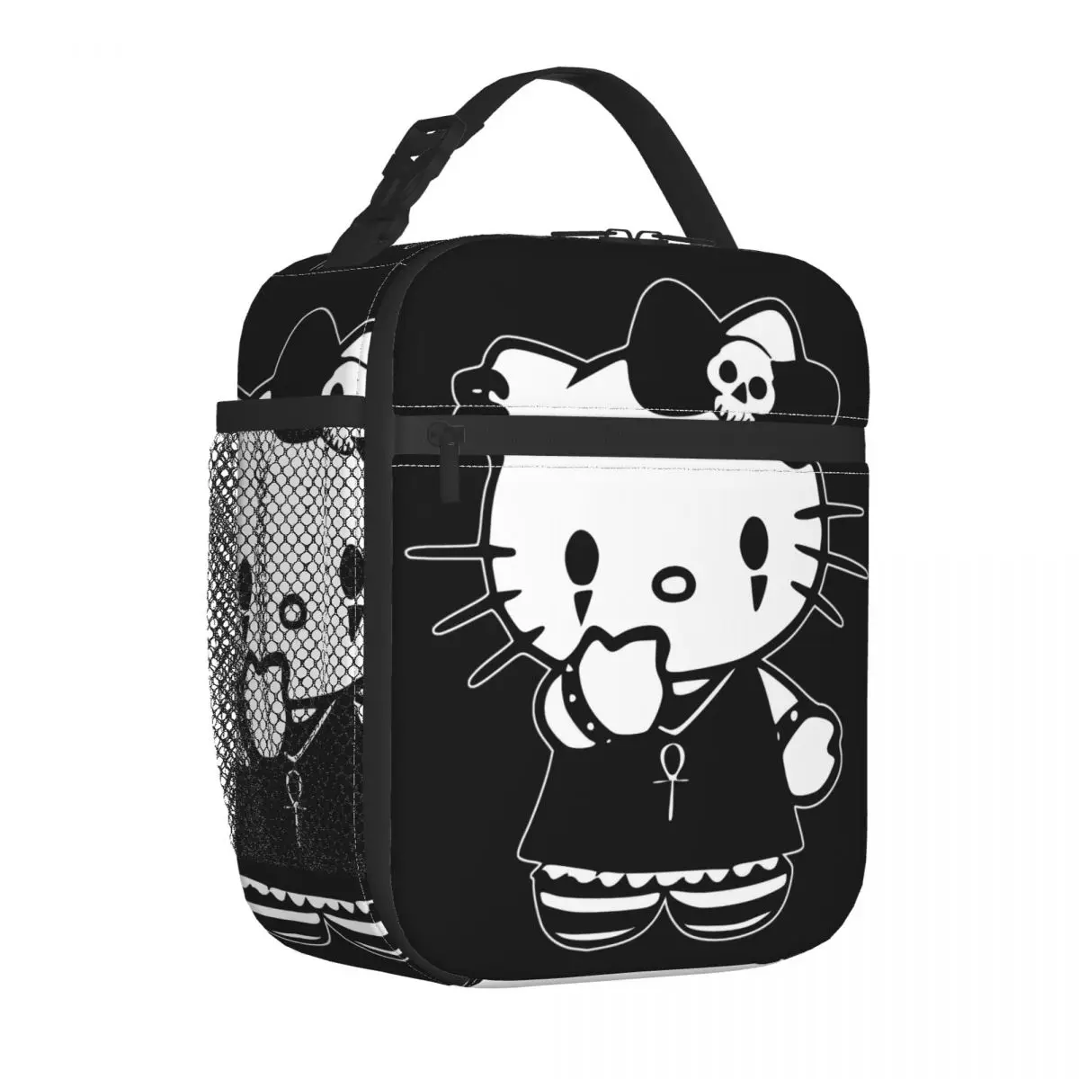 Hello Kitty Gothic Dark Insulated Lunch Bags Thermal Meal Container Portable Tote Lunch Box Food Storage Bags Work Travel