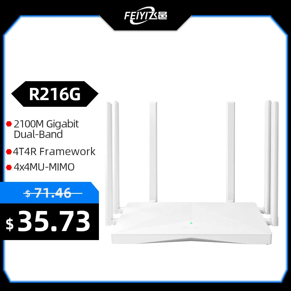 Feiyi Ac2100 Wifi Router Dual Band Gigabit 2.4G 5.0Ghz 2034Mbps Draadloze Router Signaalversterker Wifi Repeater Thuis Internet