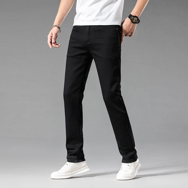 Classic Style Autumn Men's Slim Fit White Jeans High Quality Business Fashion Cotton Stretch Denim Pants Brand Trousers