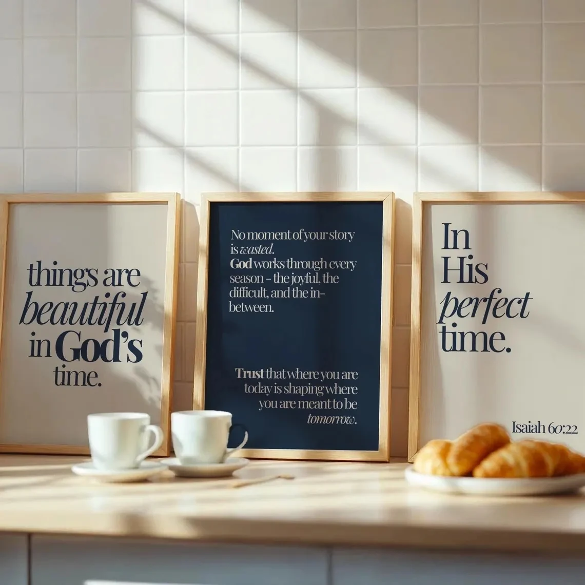 3pcs frameless Canvas Painting 3pcs Minimalist  Navy Christian Bible Verse Trio Wall Art Print Canvas Painting Poster Picture Fo