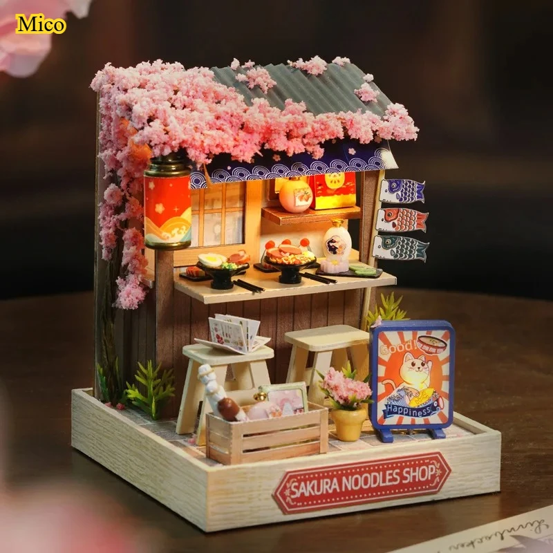 Mini DIY Miniature House Kit Wooden Craft Room Scene with Furniture Desktop Ornament Home Decor