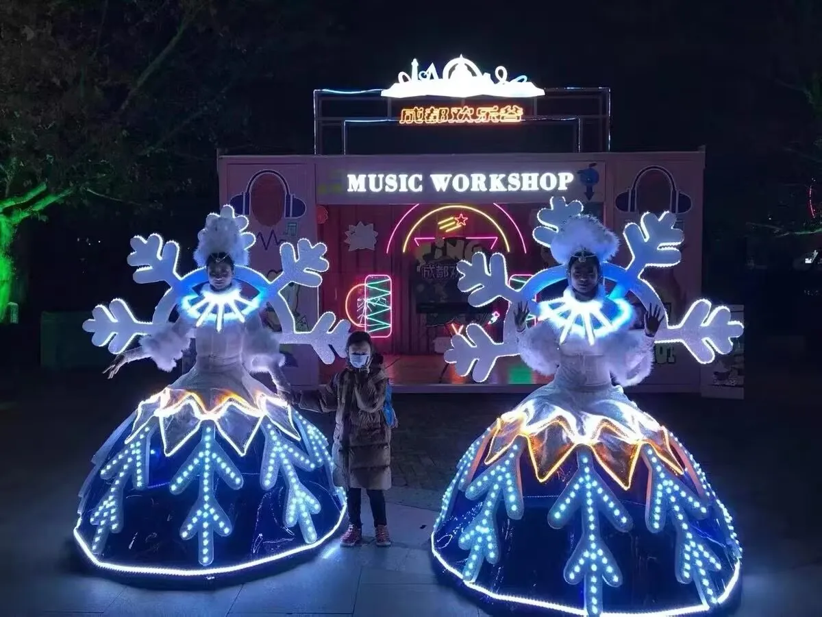 Роскошный наряд ледяной королевы, костюм зимнего парка развлечений, живописная зона, цирковое райское платье