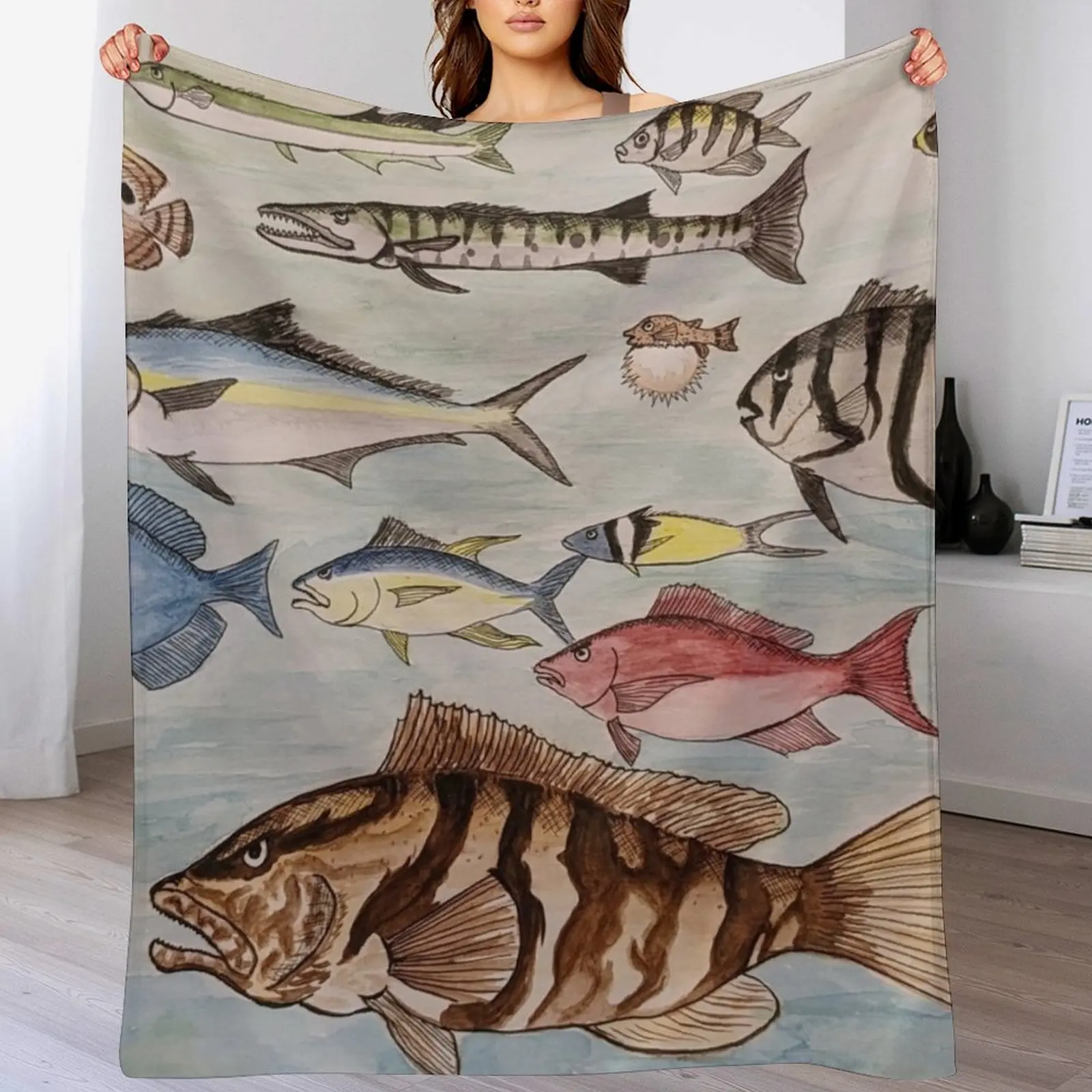 Saltwater Fish of the Sea Throw Blanket christmas decoration Fashion Sofas Softest anime Blankets