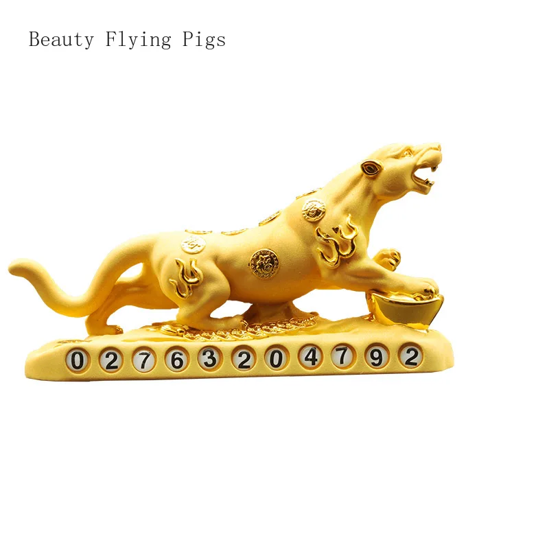 1PCS resin car mounted mobile phone number card animal creative personalized desktop decoration